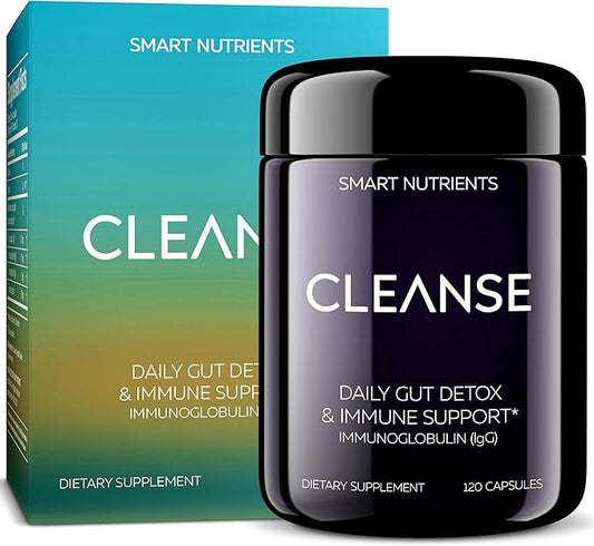 CLEANSE | IgG Dairy-Free Colostrum | 50.5% IgG Potent Concentrated Immune Support | Daily Gut Health Detox, Energy, Prebiotics, Digestive Support | 120 Capsules | 30 Day Supply, 1-Pack