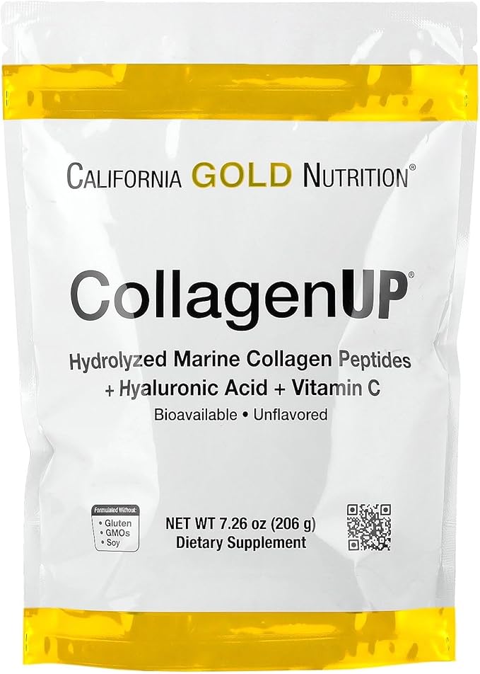 California Gold Nutrition CollagenUP®, Hydrolyzed Marine Collagen Peptides with Hyaluronic Acid and Vitamin C, Unflavored, 7.26 oz (206 g)