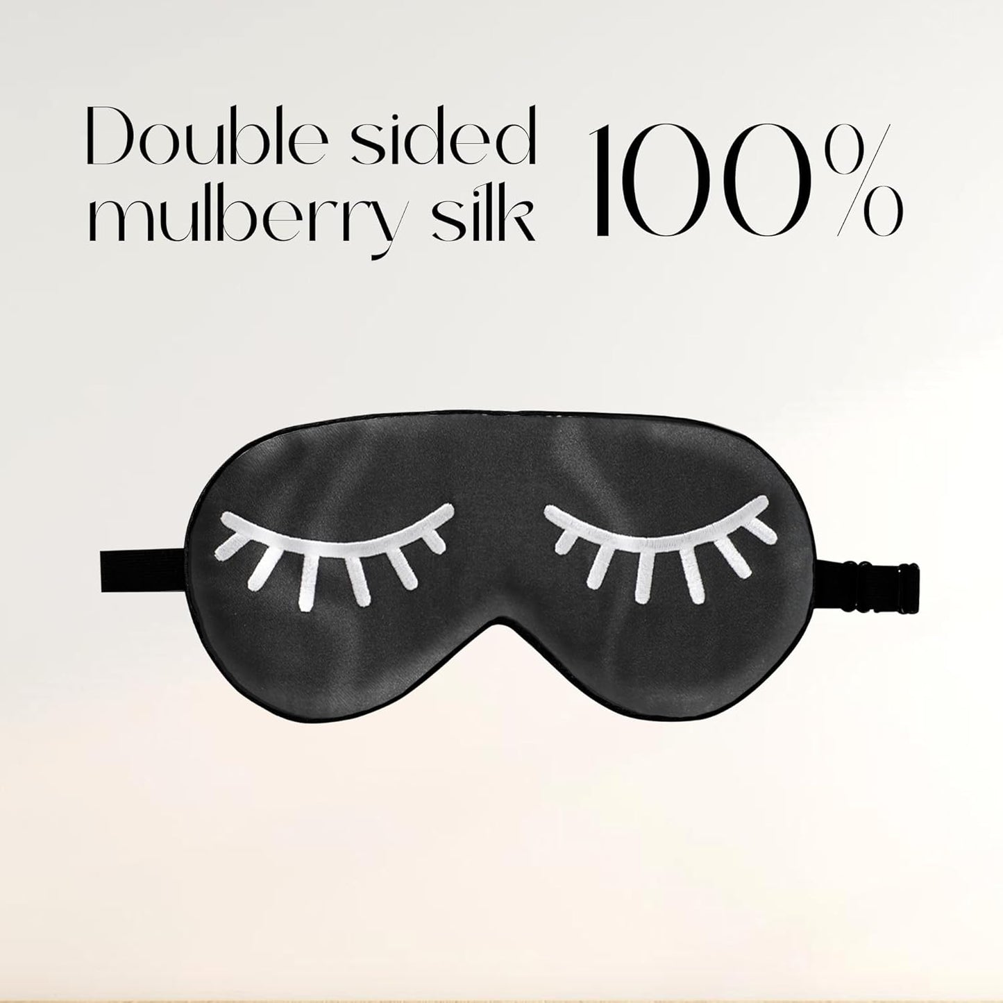 ZIMASILK 100% Natural Silk Sleep Mask Blindfold,Adjustable Super-Smooth Soft Eye Mask for Sleep with Bag(Eyelashes)