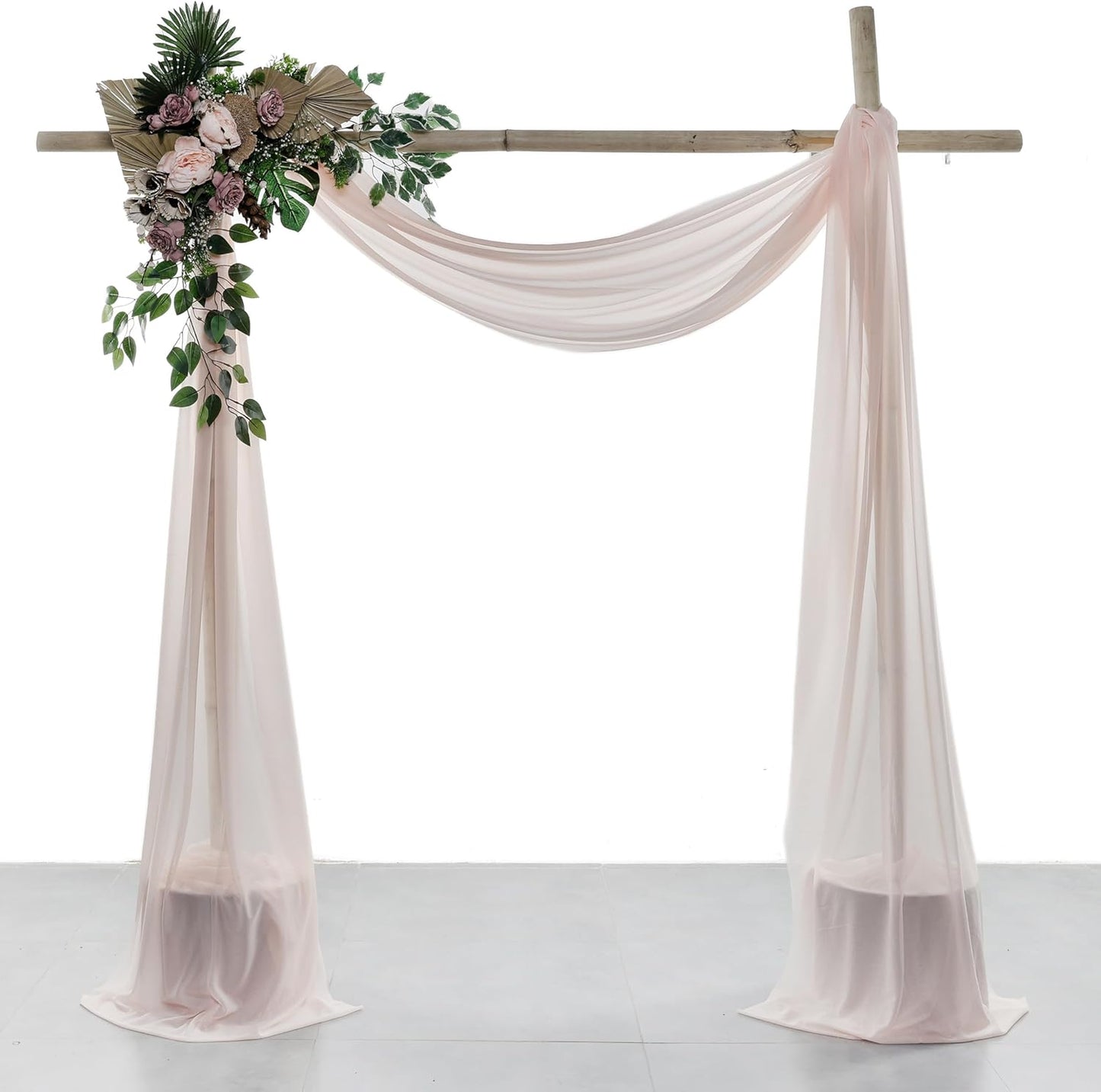 VDS Pack of 4 Panel (30 Inch X 20 Feet) Wedding Arch Draping Fabric Sheer Chiffon Fabric Drapery for Wedding Ceremony Reception Swag Backdrop Canopy Chuppah ARBO Altars Decoration (Nude)