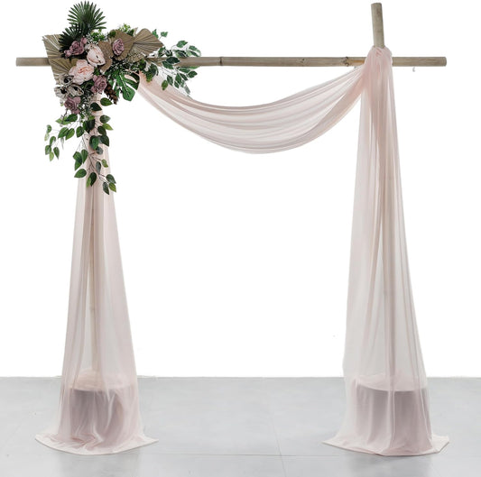 VDS Pack of 1 Panel (30 Inch X 100 Feet) Wedding Arch Draping Fabric Sheer Chiffon Fabric Drapery for Wedding Ceremony Reception Swag Backdrop Canopy Chuppah ARBO Altars Decoration (Nude)
