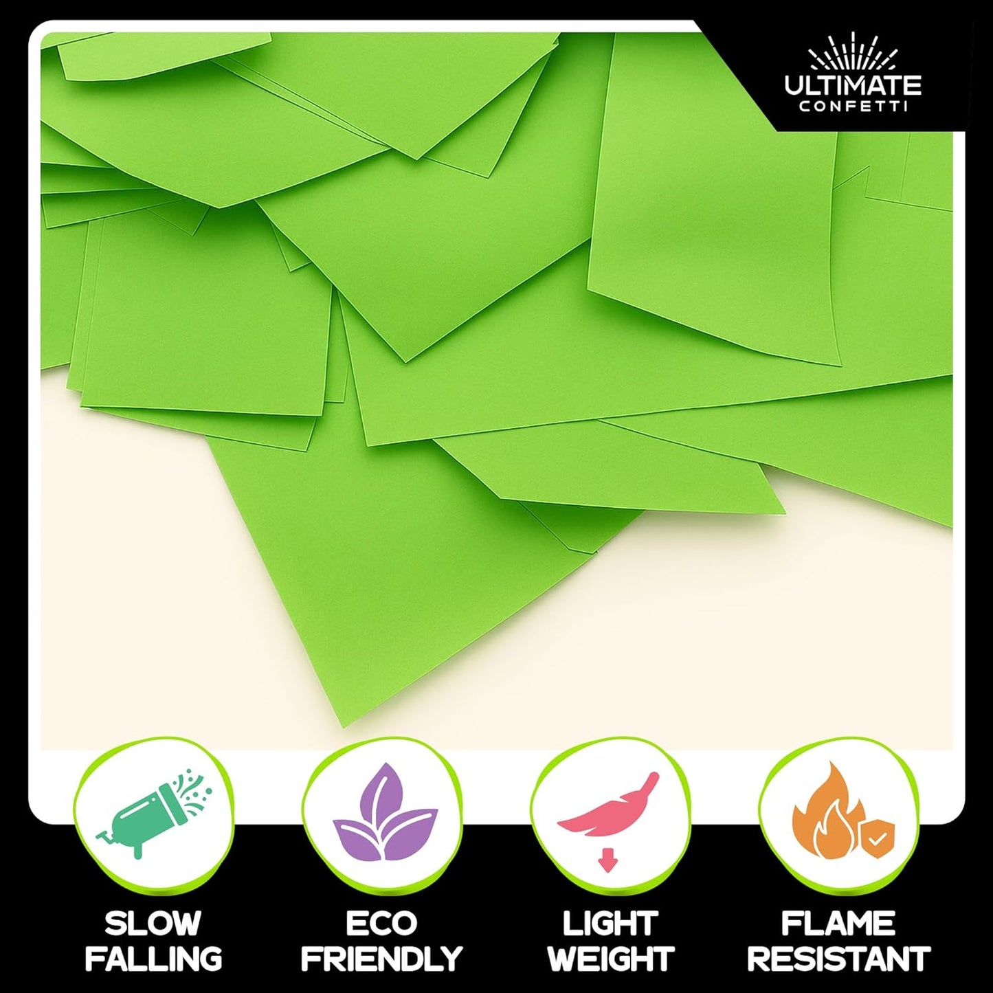 Light Green Biodegradable Confetti - Rectangular Flame-Resistant Tissue Paper Confetti for Cannon and Launcher use – Best for Gender Reveal, Parties, and Concerts - 20 lb, 320 oz