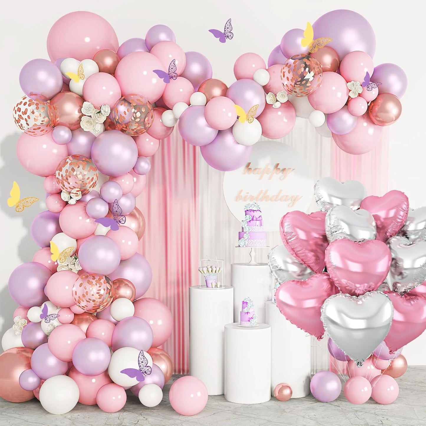 Pink Silver Heart Balloons,12Pcs 18Inch Pink Silver Heart Shaped Foil Helium Balloons for Baby Shower Birthday Anniversary Wedding Engagement Party Decorations