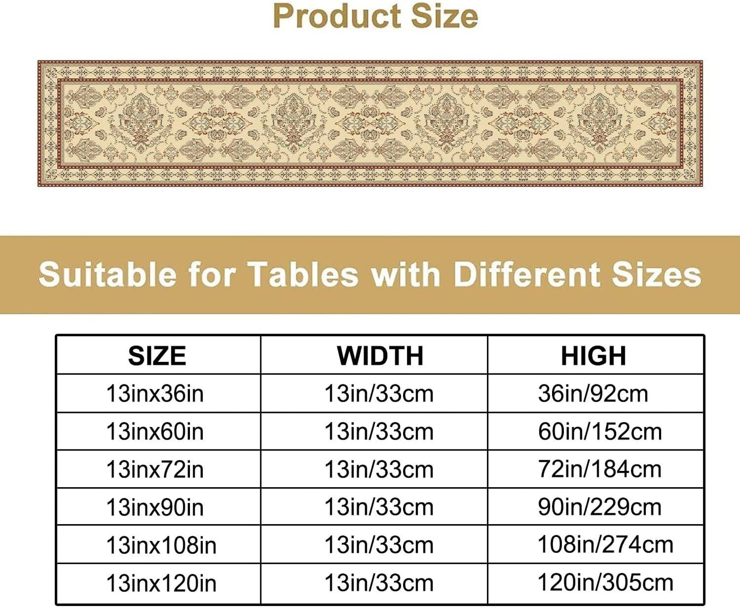 Vintage Farmhouse Flower Table Runner Boho Elegant Home Kitchen Table Dining Coffee Room Garden Party Wedding Decor 13x72in