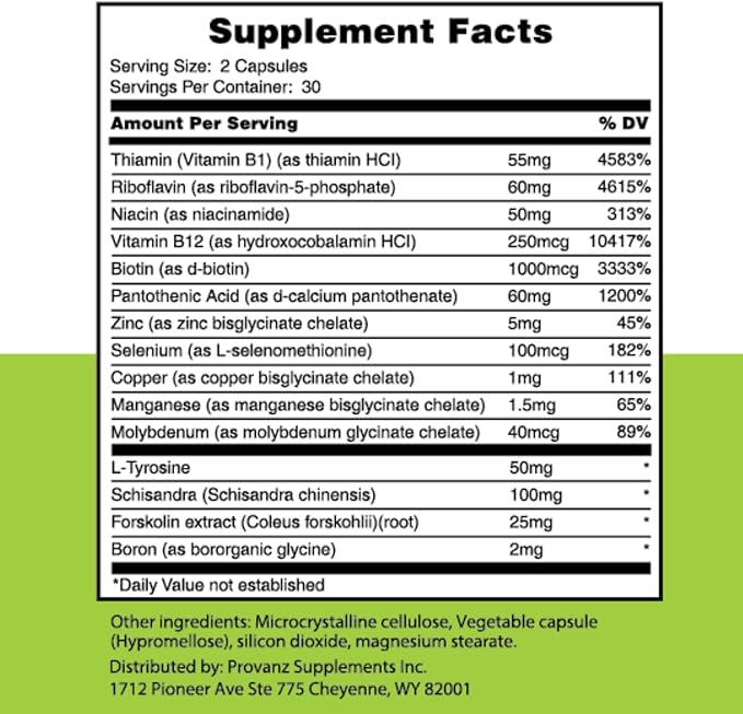 Thyroid Support Complex (60 Capsules) Thyroid Support for Women & Men, 0% Iodine, Boosts Mood & Energy, Fights Brain Fog & Stress, Includes B Vitamins, Non-GMO, Made in USA - cGMP Certified