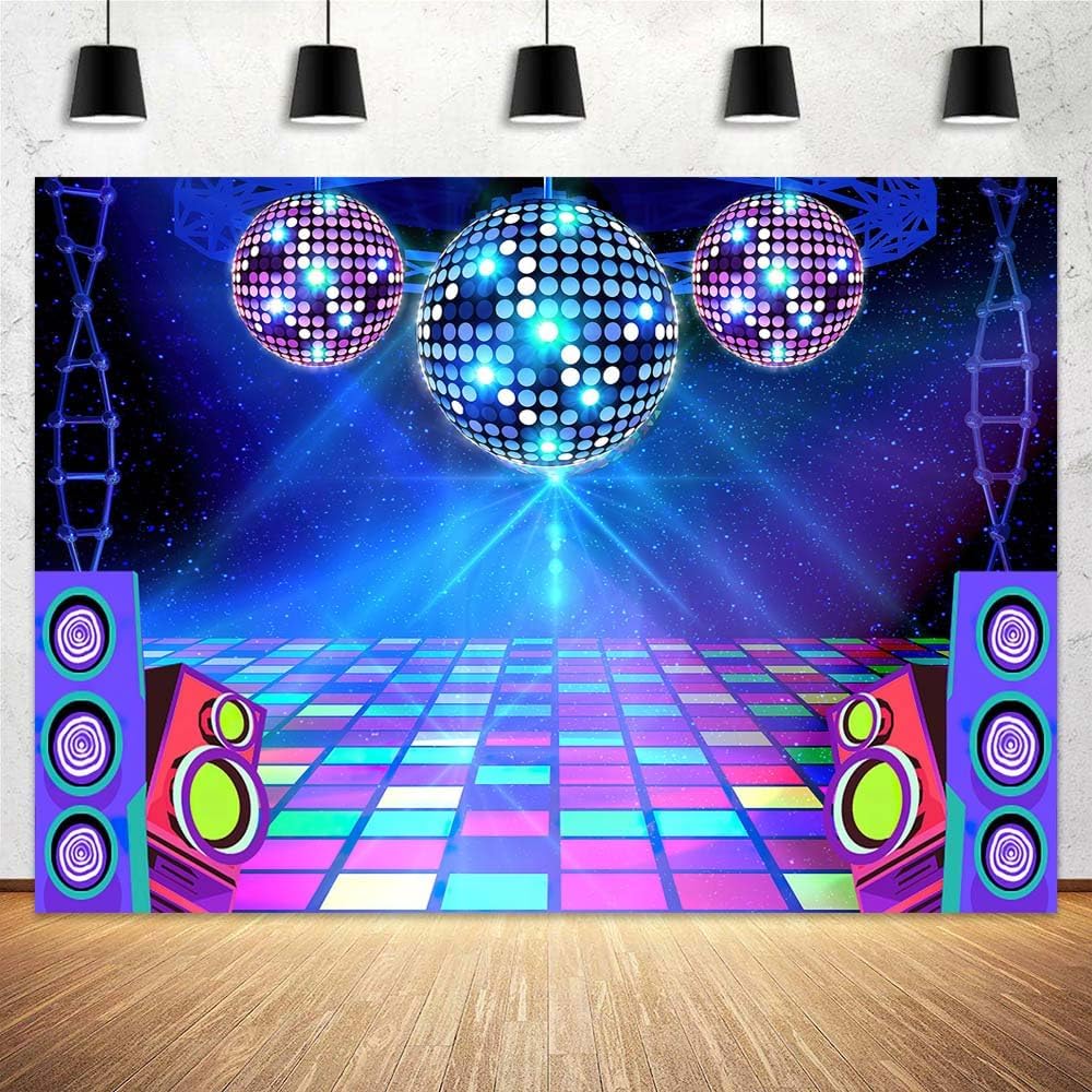 Disco Backdrop 7X5ft Retro Glow Party 70s 80s 90s Theme Stage Dance Background Disco Party Decoration Disco Ball Banner Dance Backdrop for Birthday Party Prom Portrait Photo Props Polyester, Green