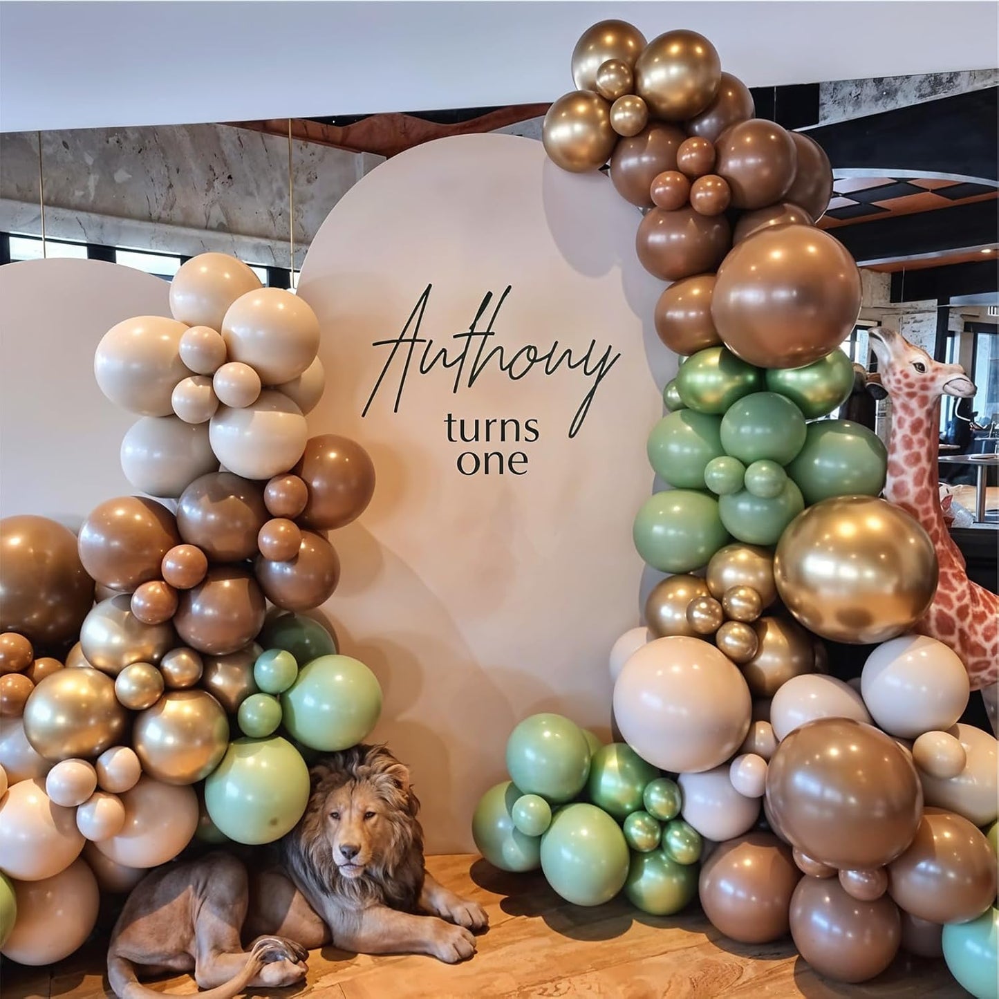 Sage Green Brown Safari Balloons, 60PCS Dusty Olive Green Coffee Beige Metallic Gold Eucalyptus Latex Balloon, Camo Army Hunting Balloons for Woodland Baby Shower Birthday Party Decorations Supplies