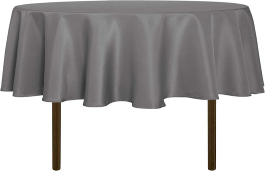 sancua Round Tablecloth - 70 Inch - Water Resistant Spill Proof Washable Polyester Table Cloth Decorative Fabric Table Cover for Dining Tables, Buffet Parties and Camping, Light Grey