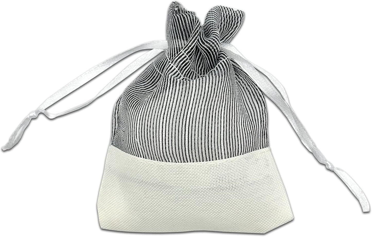 TheDisplayGuys For Your Modern Living 24-Pack Linen & Black Organza Gift Bags with Drawstrings (XSmall 3 x 4) - Party Favors, Samples, Treats Mesh Pouches