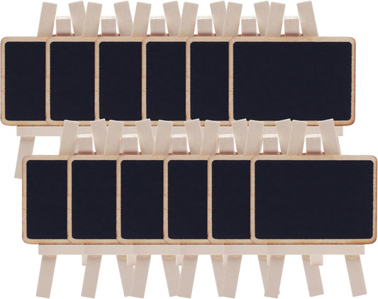 12 Count Mini Chalkboard Signs Wood Framed Table Stands – Size: 4.7" x 3.1" Wooden Blackboard, Perfect for Special Occasions and Events Decoration