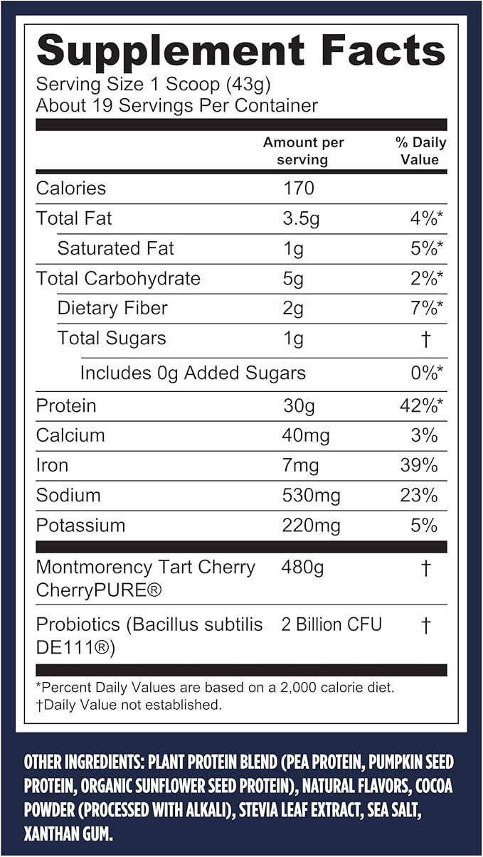 Vega Sport Vegan Protein Powder + Recovery - 30g Plant Based Protein per Serving, Mocha, 19 Servings, 5g BCAAs, Probiotics, NSF Certified, For Shakes & Smoothies, 1.8lbs (Packaging May Vary)