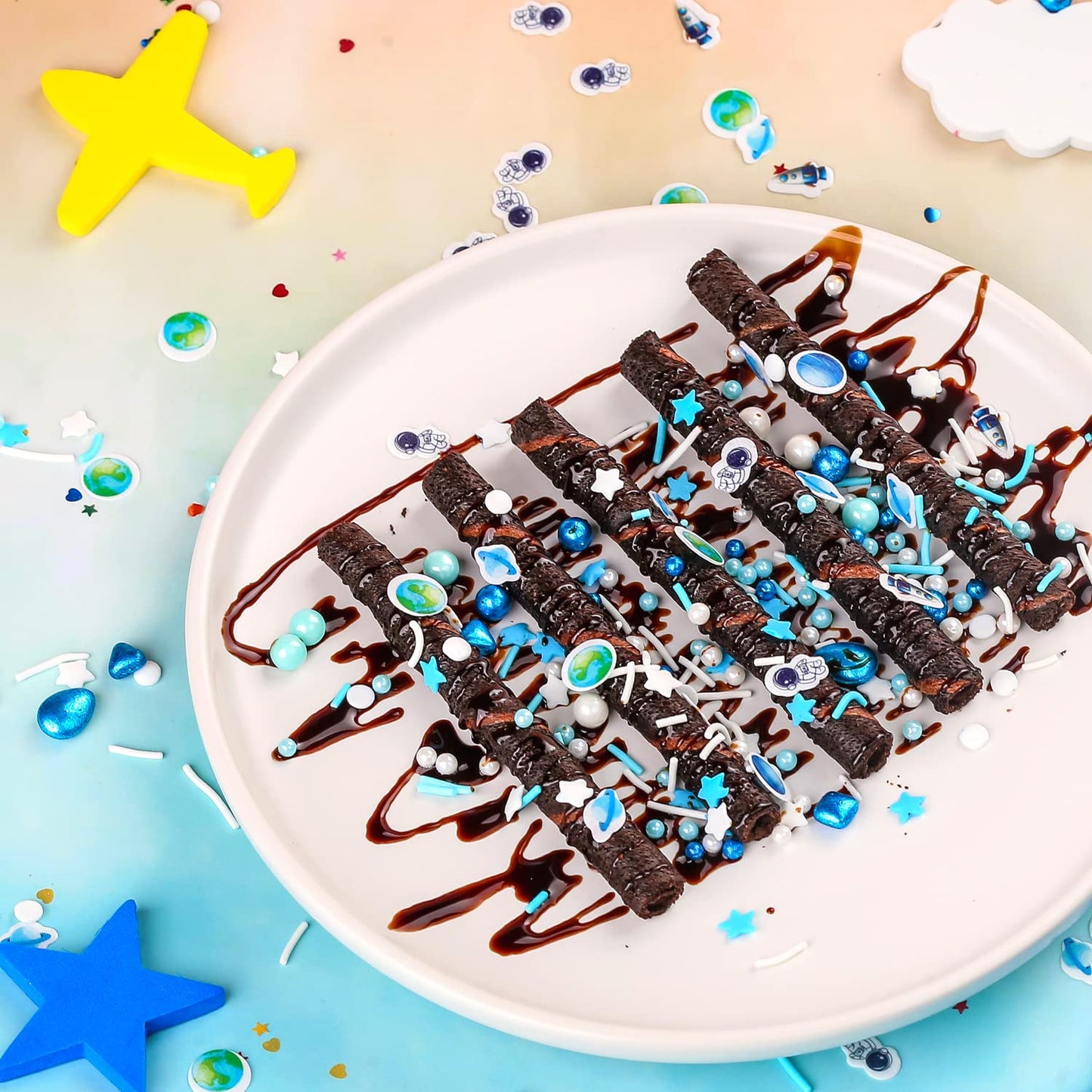 Blue Sprinkles for Cake Decorating 7ounce - Sprinkles for Cupcakes Topper Cookie - Galaxy Sprinkles Mix Cake Decorations for Kid's Birthday Christmas Party