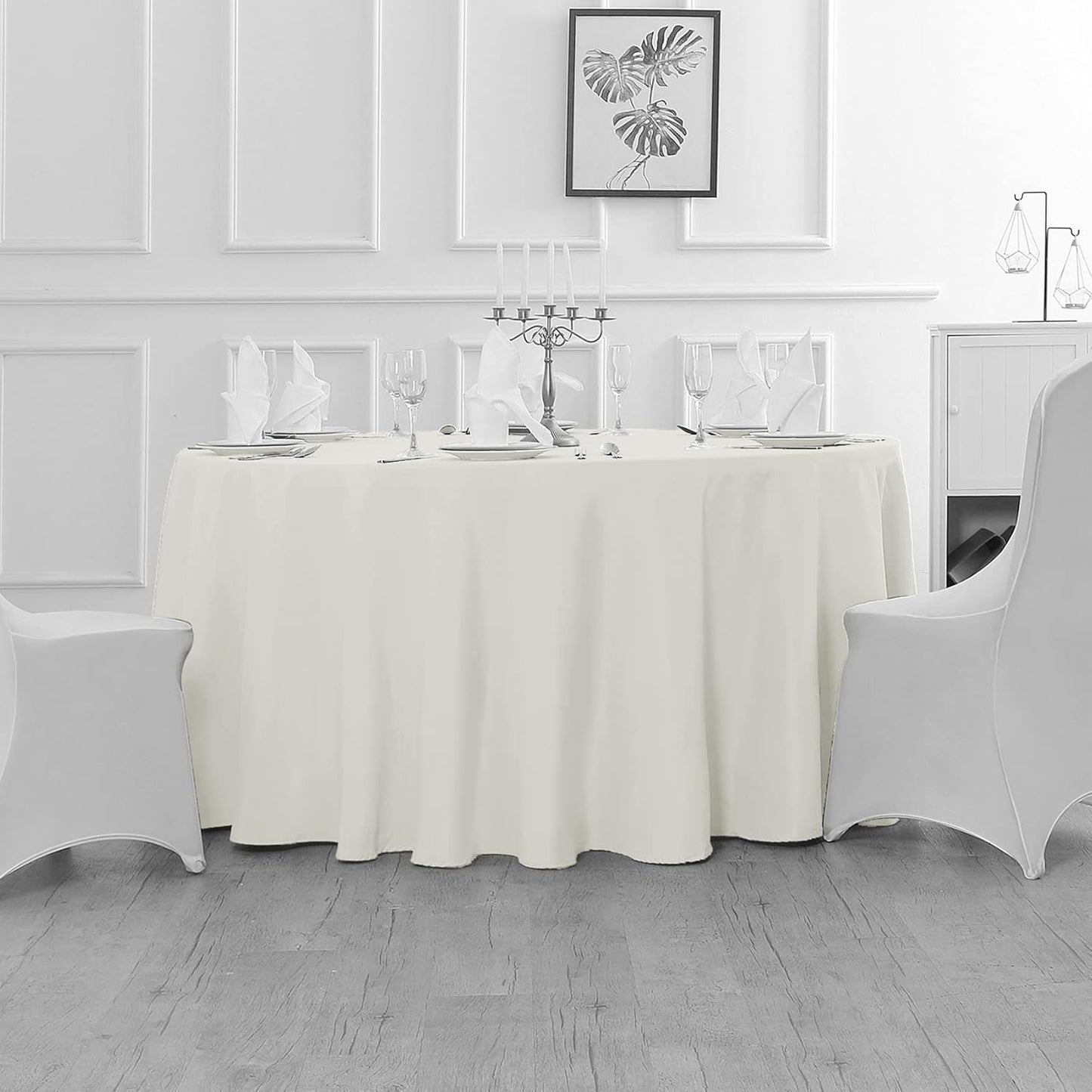 Fokitut 6 Pack Waterproof Round Tablecloth, 70 Inch, Stain Resistant and Wrinkle Polyester Table Cloth, Fabric Table Cover for Kitchen Dining, Wedding, Party, Holiday Dinner-Ivory