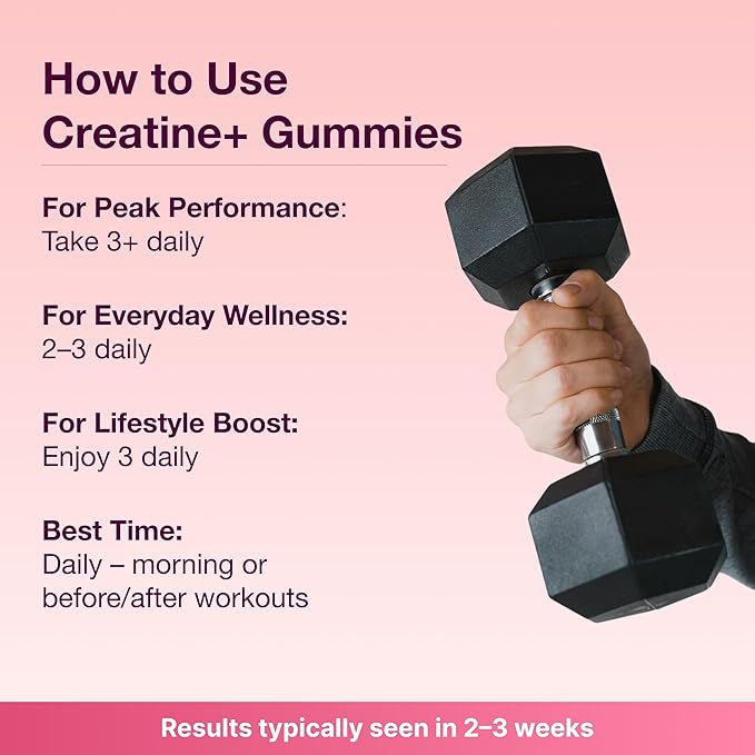 Creatine Gummies for Men & Women - Creatine Monohydrate, L-Theanine, L-Tyrosine & B12 for Muscle Growth, Strength, and Focus, Watermelon Burst, 3 Pack