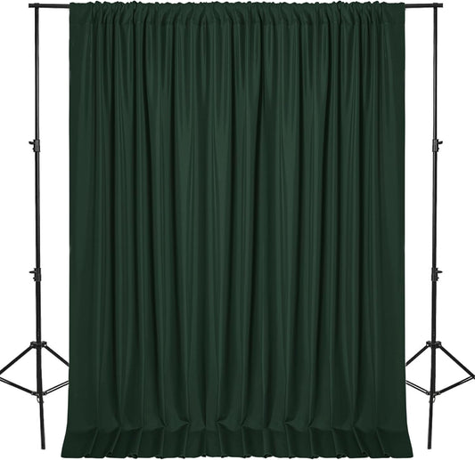 DWCN 10x7 FT Backdrop Curtains for Parties, Photography Backdrop Drapes with Rod Pockets for Wedding Decorations Stage Birthday Family Gatherings, 2 Panels 5ft x 7ft, Hunter Green