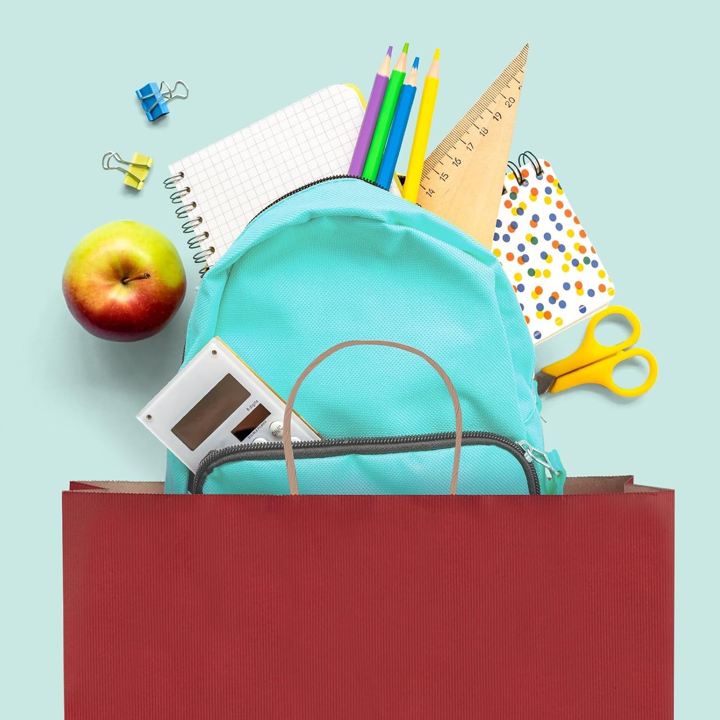 GSSUSA Gift Bags Large with Handles 16x6x12 Red 50Pcs, Kraft Paper Bags Bulk for Small Business, Paper Shopping Bag, Grocery, Shopping for Boutique, Party, Wedding