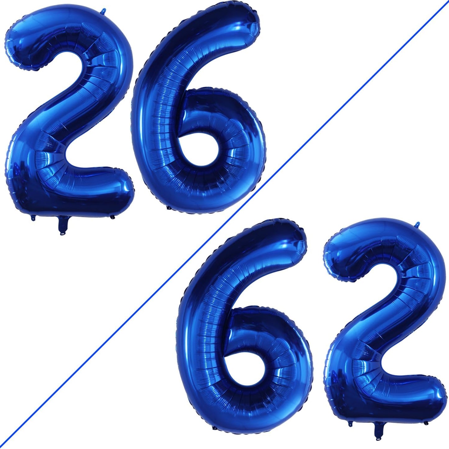 GOER Number 26 Balloons for 26th Birthday Party Decorations,42 Inch Jumbo Foil Helium 62 Balloons for 62nd Birthday Party Decoration (Blue)