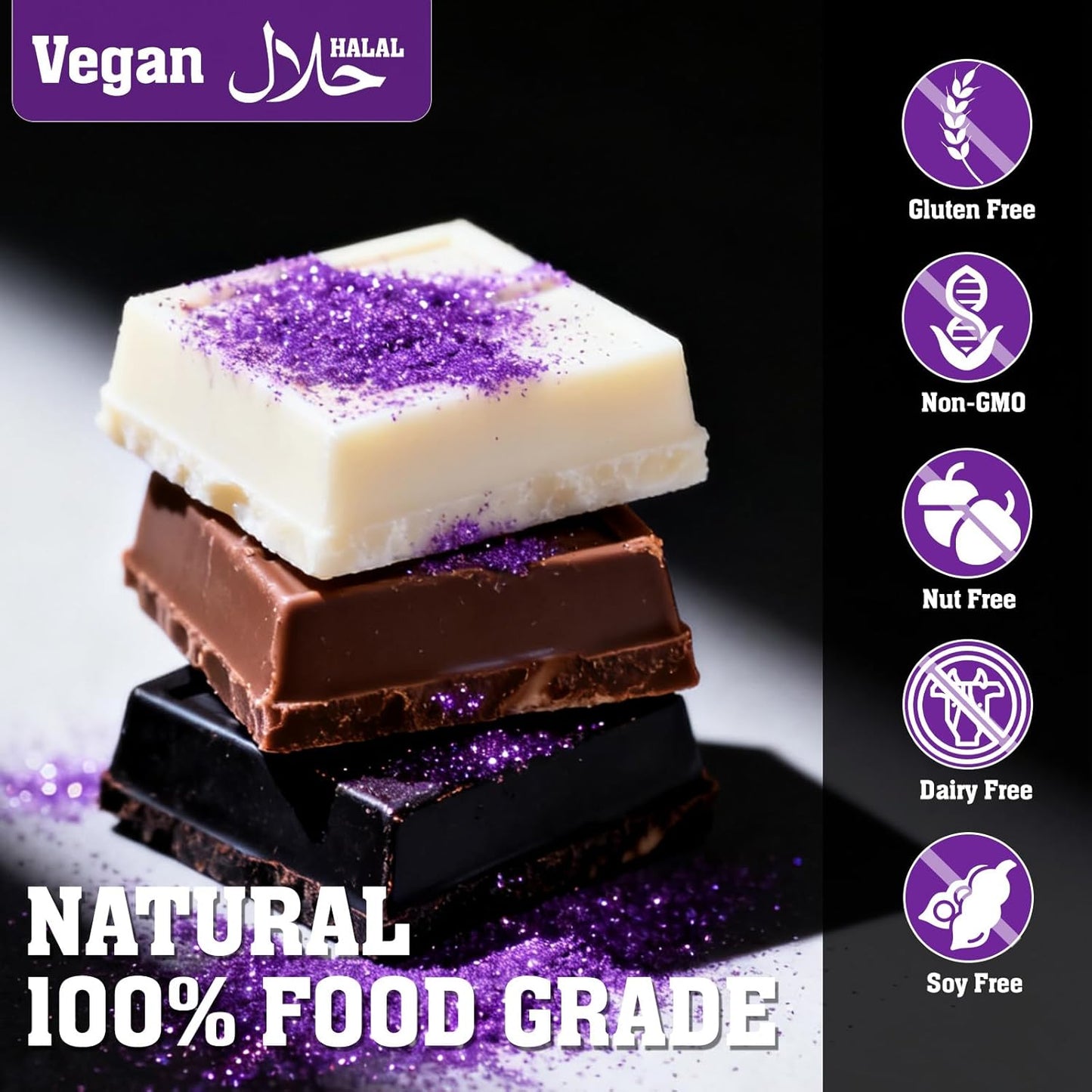 Twisweet Purple Edible Glitter for Drinks, Food Grade 12g Sparkling Sprinkles Cake Decorating Supplies, Edible Luster Dust for Cocktail Beverages, Food Coloring Shimmer Powder for Cupcakes Cookies Cake Decorations