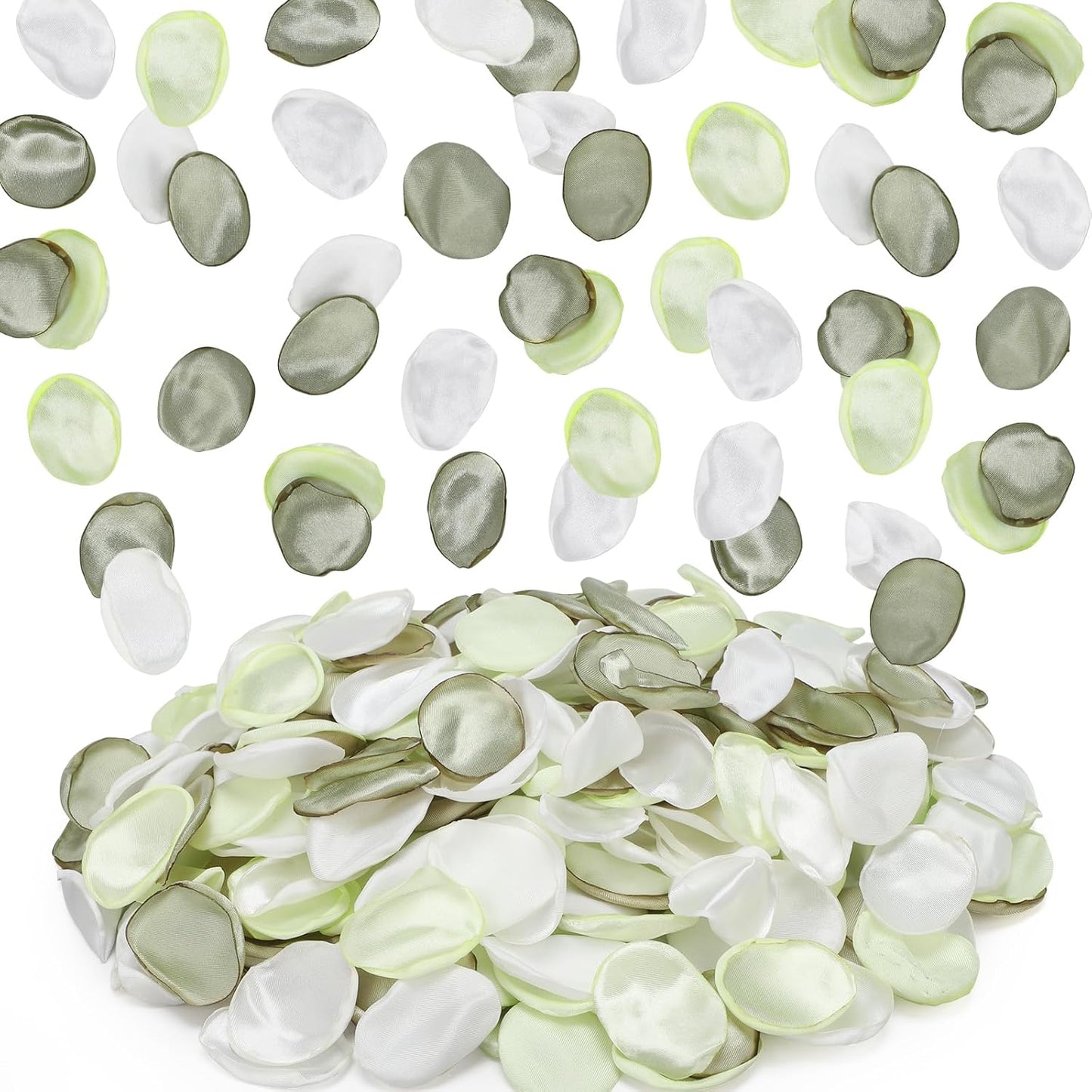 Suream 600 Pieces Rose Petals for Decoration, Avocado Green Scatter Petals for Wedding Aisle Scatter, Flower Petals Decrations for Flower Girl Basket Birthday Party Romantic Night Home Decor