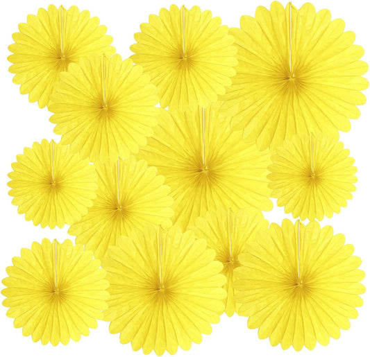20 Pcs Light Yellow Hanging Paper Fan, Hanging Honeycomb Round Paper Fans for Weddings, Birthdays, Easter, Baby Showers, Classroom, Events Ceiling Party Supplies Decorations
