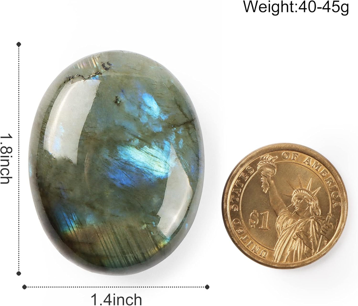 1.8 Inch Labradorite Thumb Worry Stones for Anxiety, Crystals and Healing Stones for Relief Meditation Yoga Spiritual Reiki Positvity, Palm Polished Stones Pocket Gemstone.