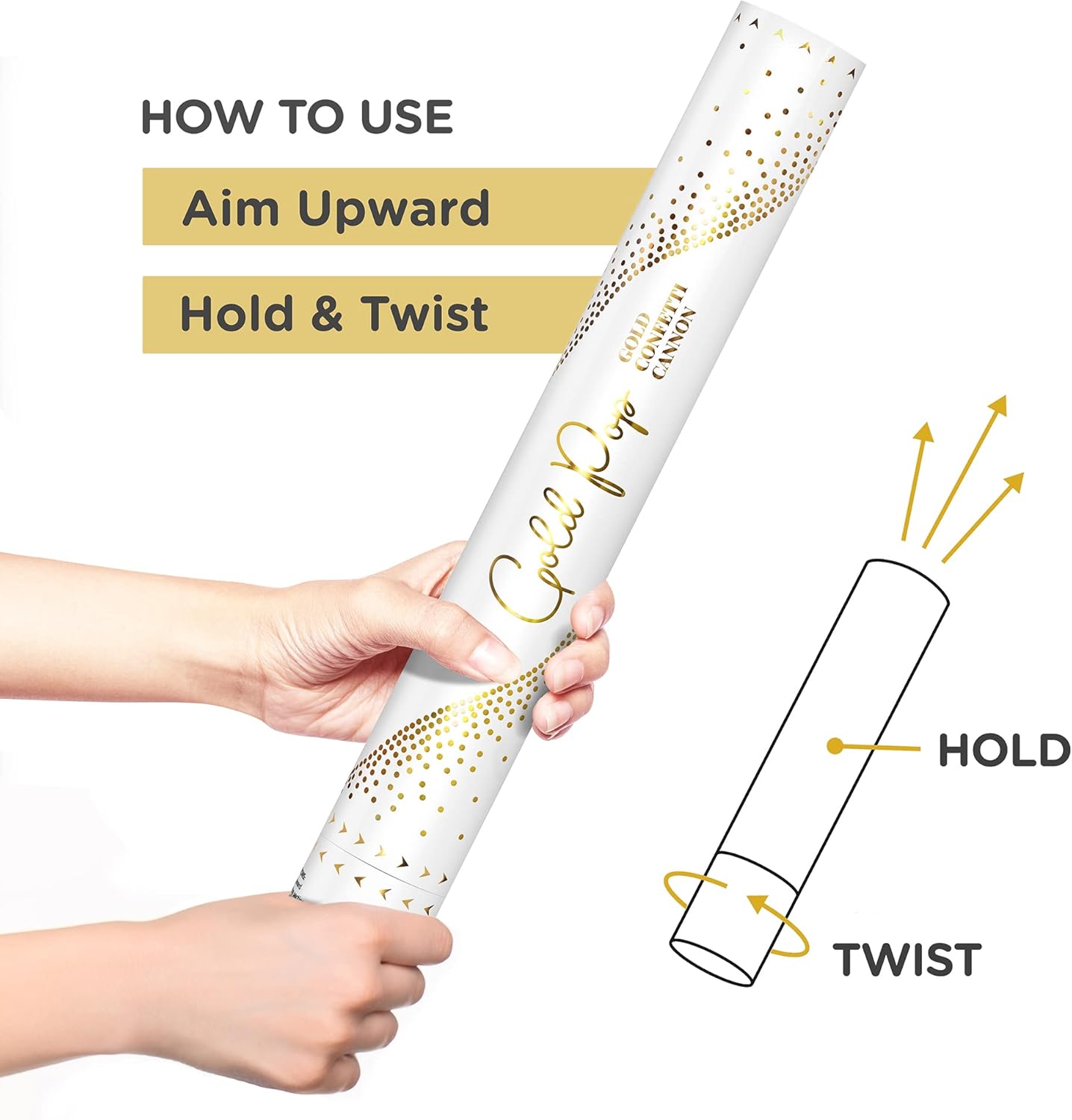 16" GOLD Confetti Poppers [6 Pack] BIODEGRADABLE GOLD Confetti Cannon, Rose Gold Compressed Air Party Poppers, Loud Pop, For Wedding Send Off, Wedding Supplies, Decorations