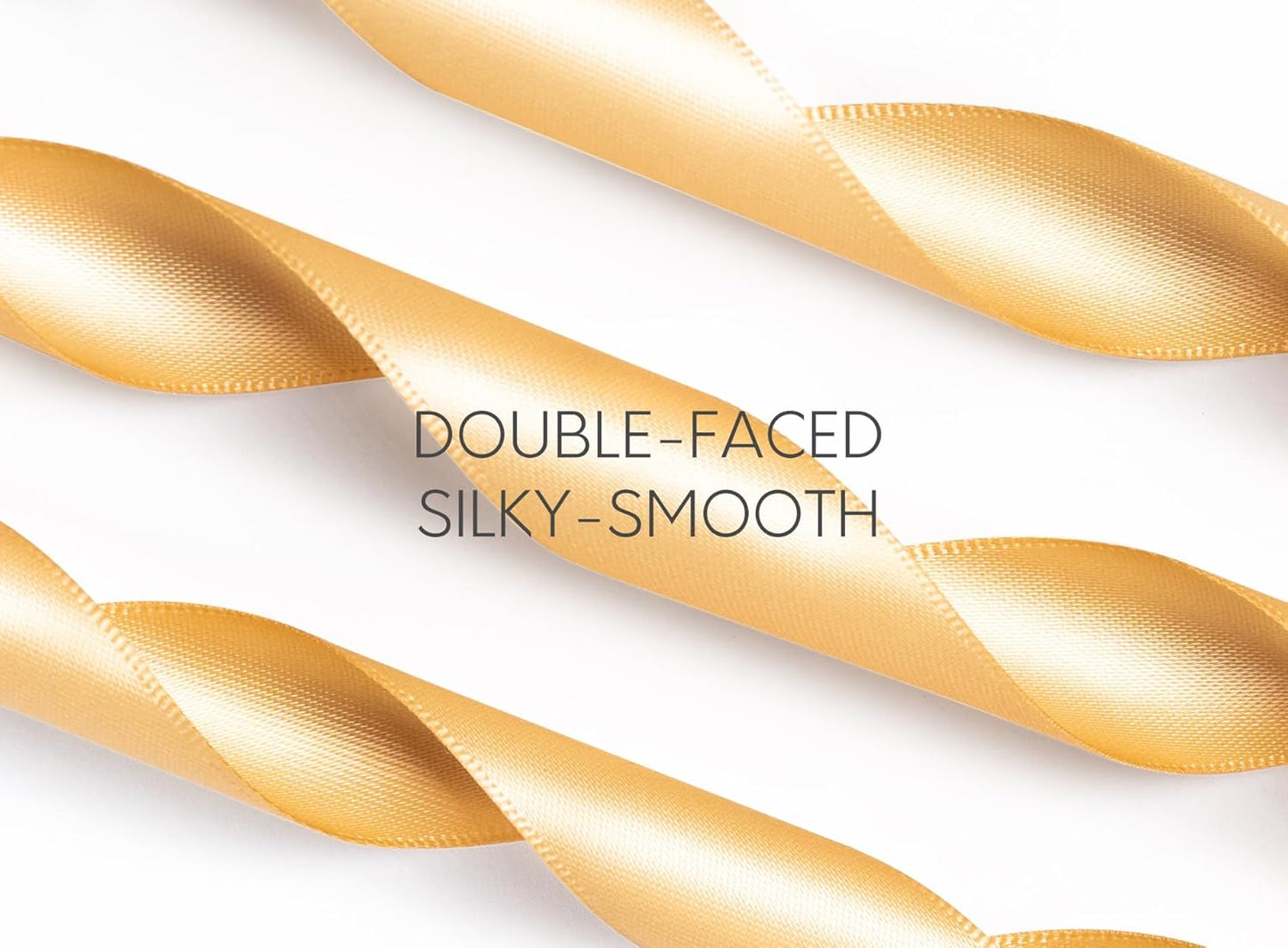 Champagne Satin Ribbon 7/8 Inch 50 Yards Double-Faced Polyester Ribbons for Hair Bows Gift Wrapping Crafts Floral Bouquet Wedding Invitations