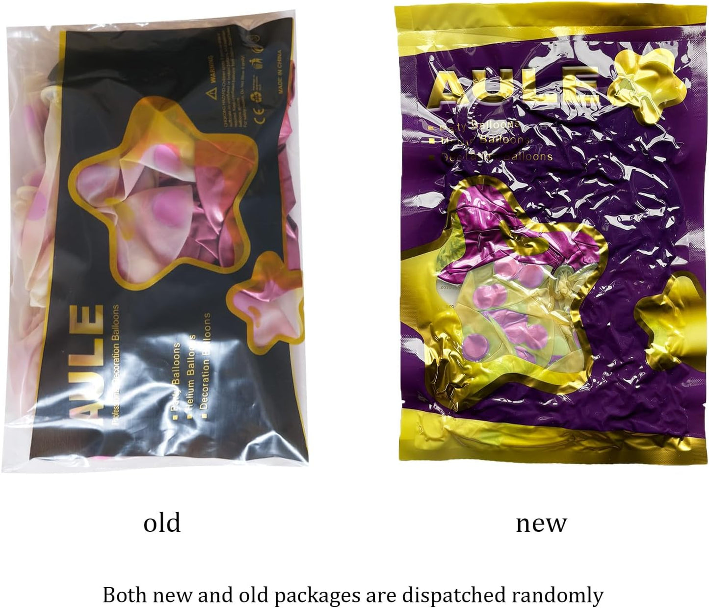 AULE Party Balloons Pack of 42 - Metallic Chrome Hot Pink Balloons and Hot Pink Confetti Latex Helium Balloons With 64ft Ribbons - 12 Inch Balloon Decoration Set