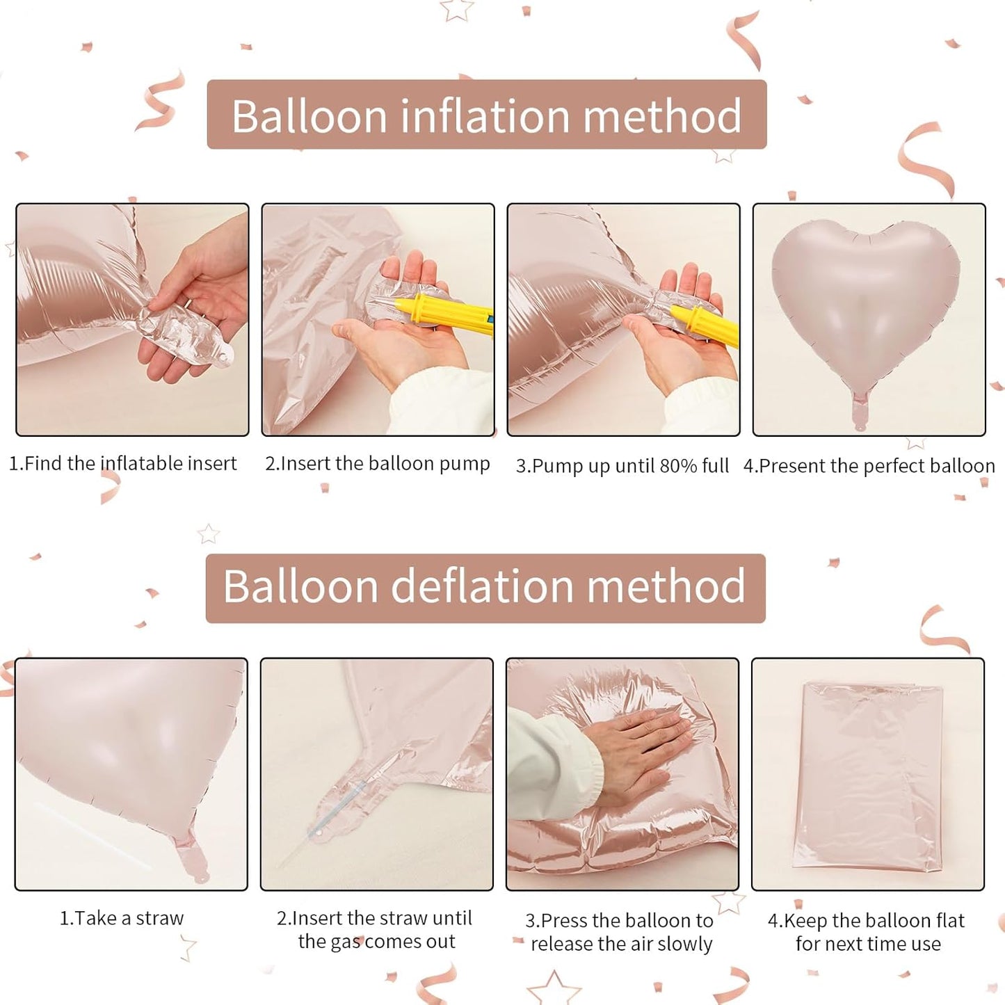 Baby Pink Heart Balloon, 10PCS Pink Foil Heart Balloons, 18inch Pastel Pink Heart Shape Balloons Helium Birthday Party Decorations for Girls Brithday Party, Baby Shower, Valentines Day, Princess Party