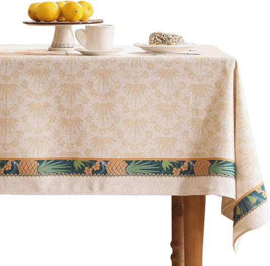 patdrea Designer Small Tablecloths for Square Table,Vintage Linen Anti-Wrinkle Durable Tablecloth,Tropical Style Table Cover for Kitchen Dining,Christmas,Thanksgiving,55"x55"-Pineapple a