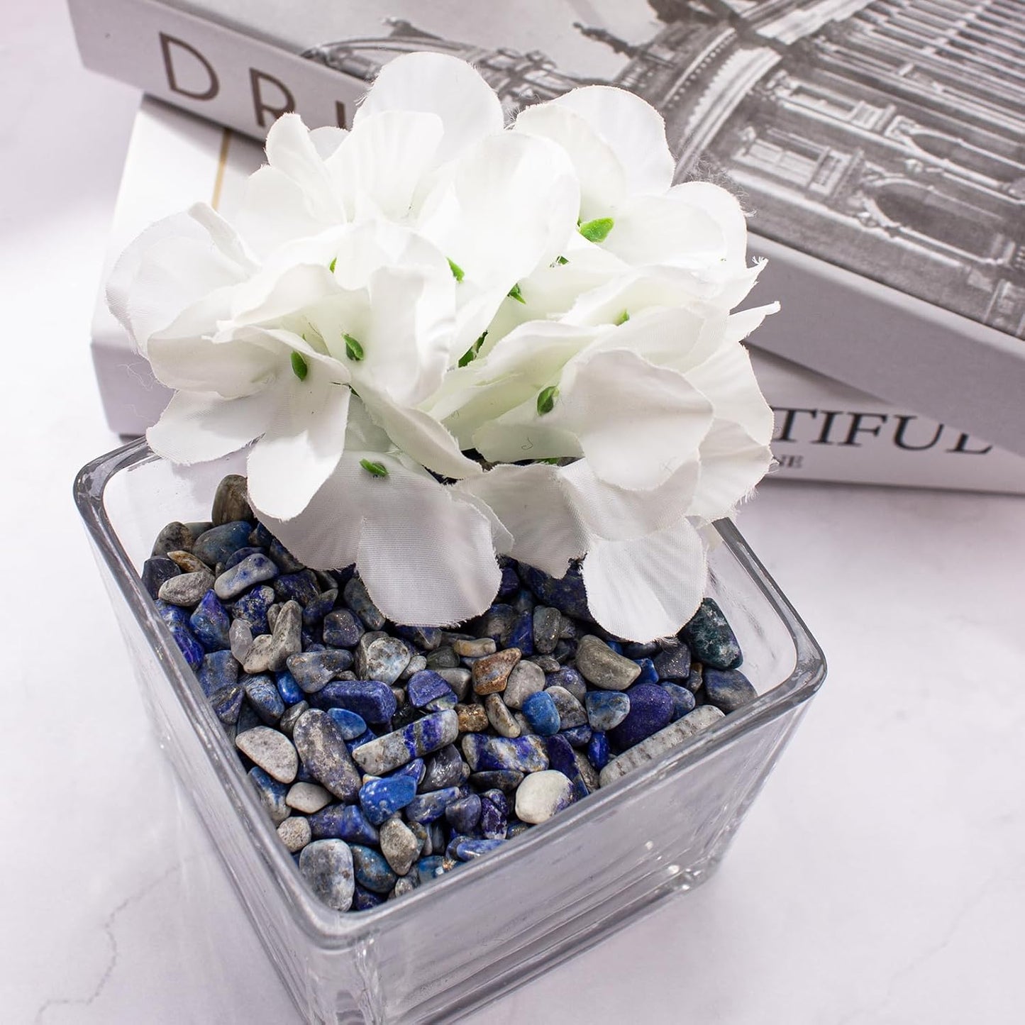 0.88 Lb Lapis Lazuli Crushed Stones Aquarium Gravel Rocks Bulk, Natural Healing Reiki Crystals Stones Chips Polished Tumbled Quartz Rock for Garden|Vase Filler|Fish Turtle Tank Decorations