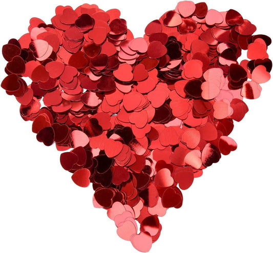 Red Metallic Foil Confetti(0.59 inch) Heart Glitter Table Confetti for Party Wedding Decorations,2.11 OZ per pack