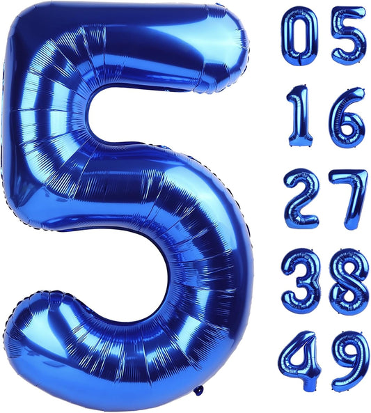 40 Inch Big Dark Blue Number 5 Balloon Birthday Decoration, Number 5 Helium Balloon 15 25 35 45 50 Years old Birthday Anniversary Party Supplies Foil Number Balloons Supplies Decorations