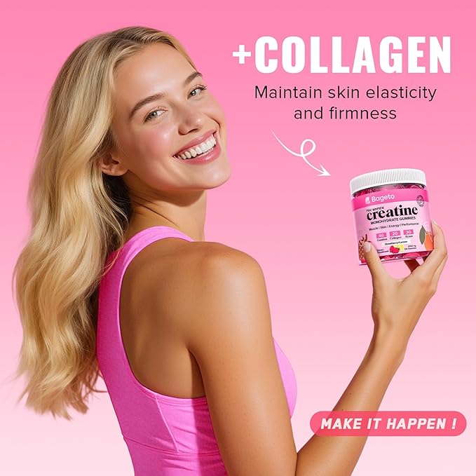 Creatine for Women, 120 Ct Sugar-Free Creatine Monohydrate Gummies with Collagen, BCAAs, Vitamin C & B12 for Muscles, Energy & Booty, Flavored Vegan Creatine Pre and Post Workout Supplements for Women