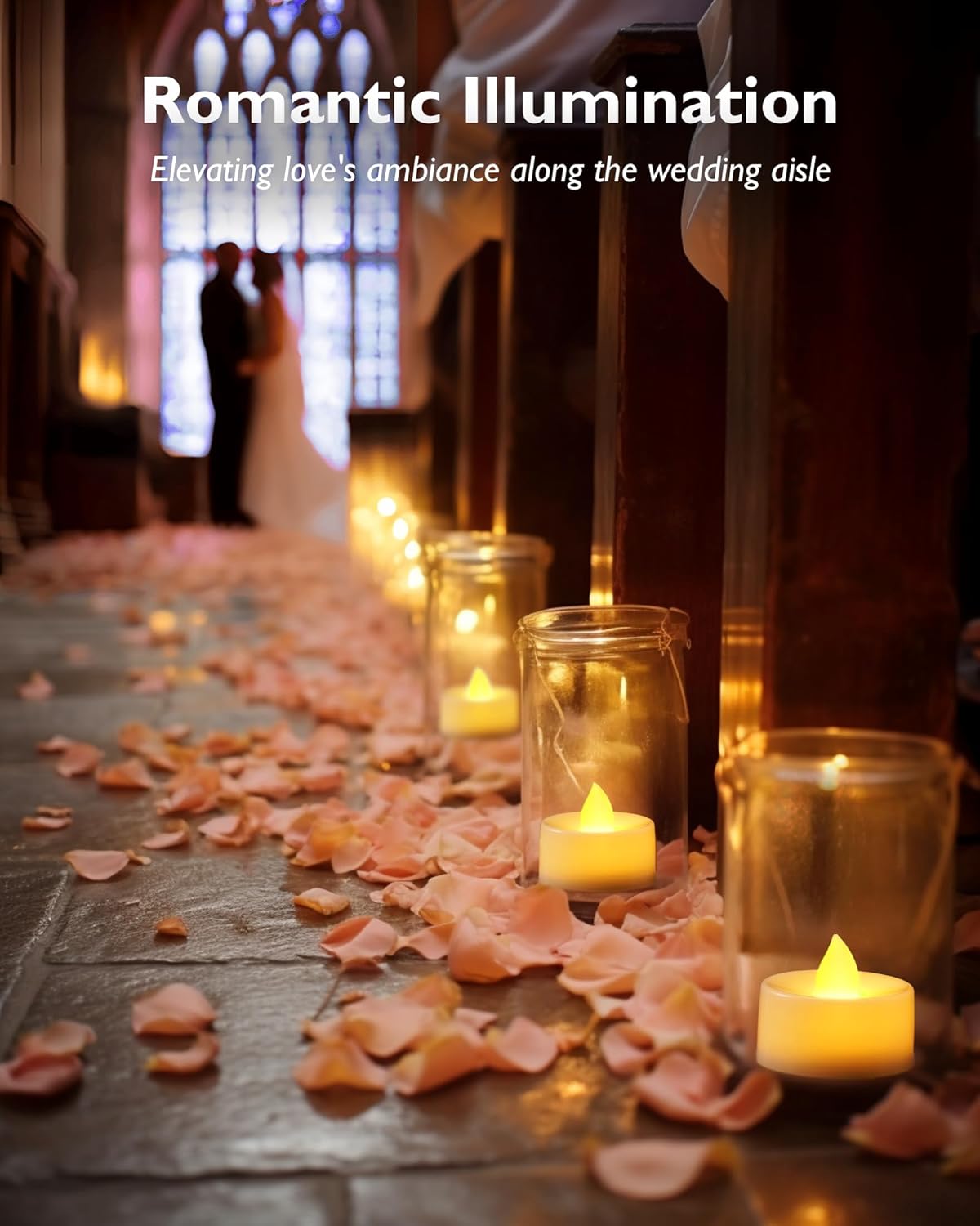 Homemory 12-Pack Flameless LED Tea Lights Candles Battery Operated, 200+Hour Fake Electric Candles TeaLights for Votive, Halloween, Ofrenda, Diya, Wedding Centerpiece Table Decor, Funeral, Christmas