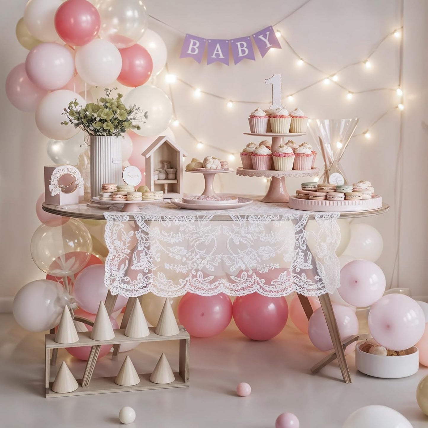 Pink and White Balloons, 12 Inch Pastel Pink Beige Cream White Clear Latex Balloon for Girls Birthday Bachelorette Party Bridal Baby Shower Party Decorations Supplies