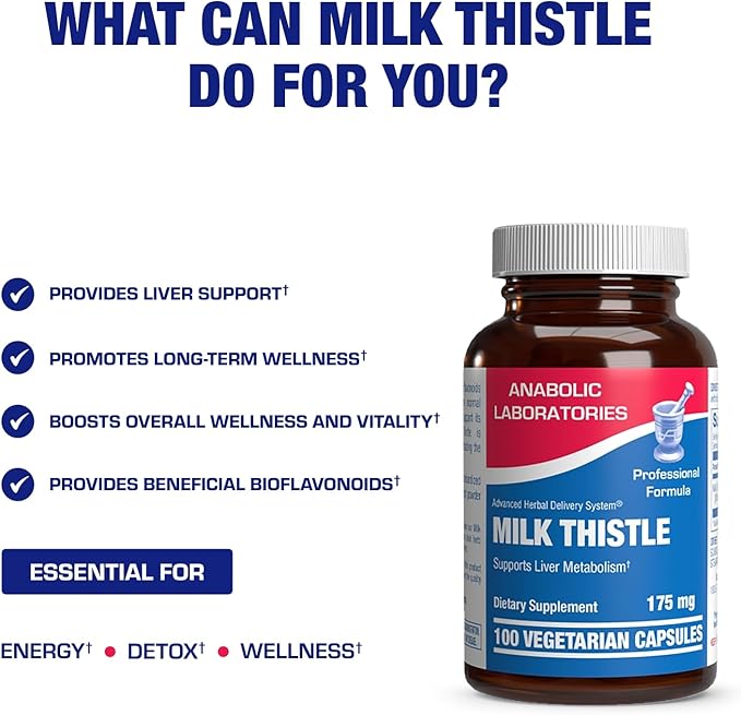 Silymarin Milk Thistle Extract Capsules - Clinical Milk Thistle Liver Supplements for Women & Men with Standardized 80% Silymarin for Liver Cleanse Detox Support - Vegan Made in the USA - 100 Servings