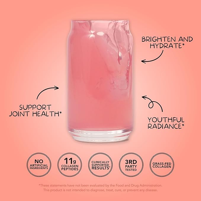 Clean Simple Eats Collagen Powder + Beauty Blend, Ruby Red Raspberry, Hydrolyzed Collagen Peptides from Grass Fed Bovine & Chicken, Hyaluronic Acid for Hair, Skin, Nail & Joint Support, 30 Servings