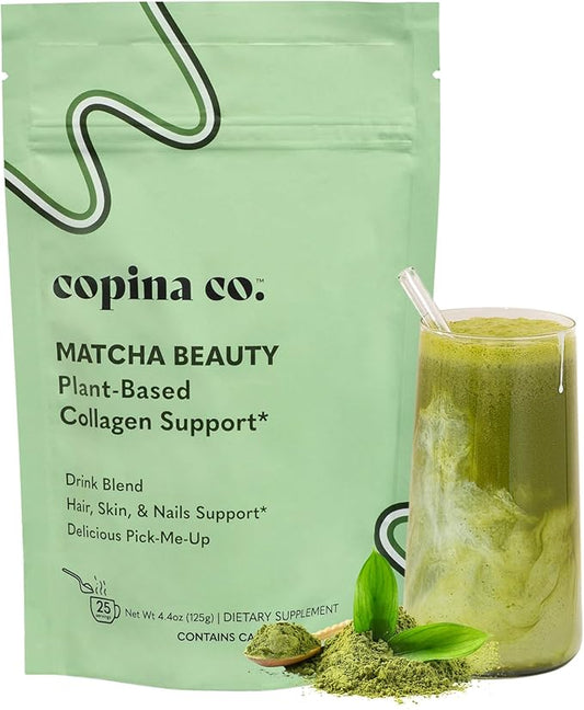 Matcha Beauty Vegan Collagen Booster Drink Blend: Plant Based Collagen Support Smoothie Drink Vegan Creamy Blend | Matcha Flavor | 1 Bag - 25 Servings per Bag