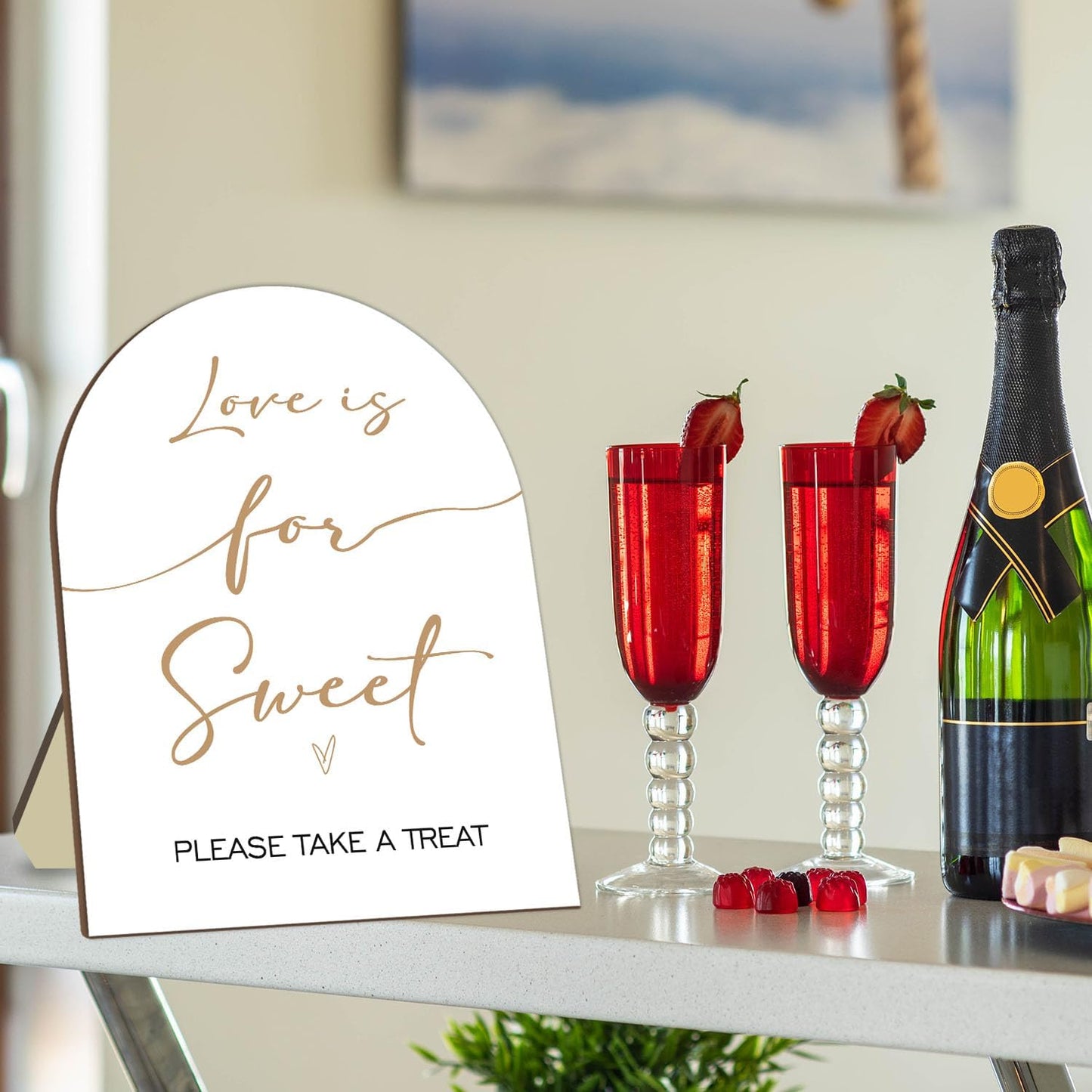Bridal Shower Decor Supplies, Love is Sweet Please Take A Treat Sign, Love is Sweet Wooden Sign with Stand, Wedding Sign Bridal Shower Favors for Guests, Bridal Shower Party Supplies 9 * 11IN