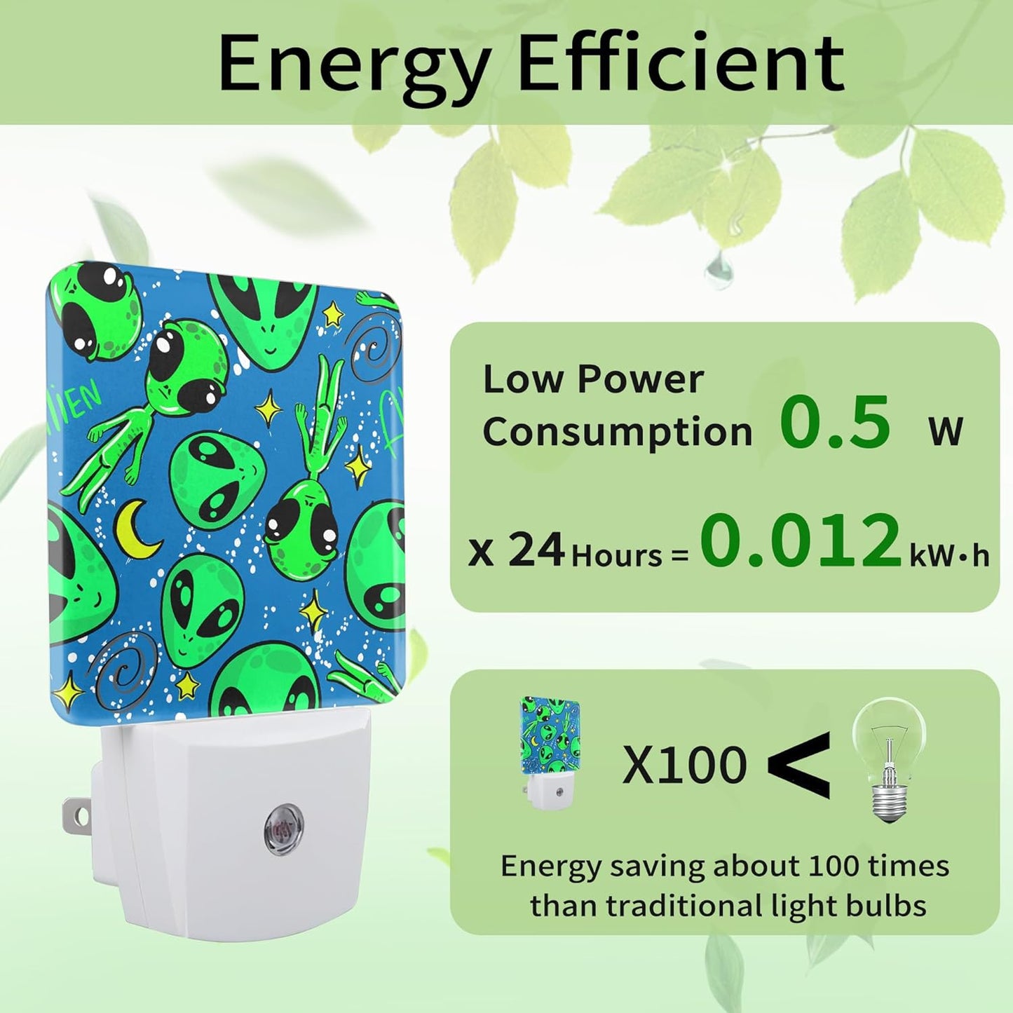 Cartoon Aliens Night Light, Night Light Plug into Wall with Dusk to Dawn Sensor, LED Lamp Energy Saving Lights for Men Women Boys Girls,Lamp for Bedroom Bathroom Hallway