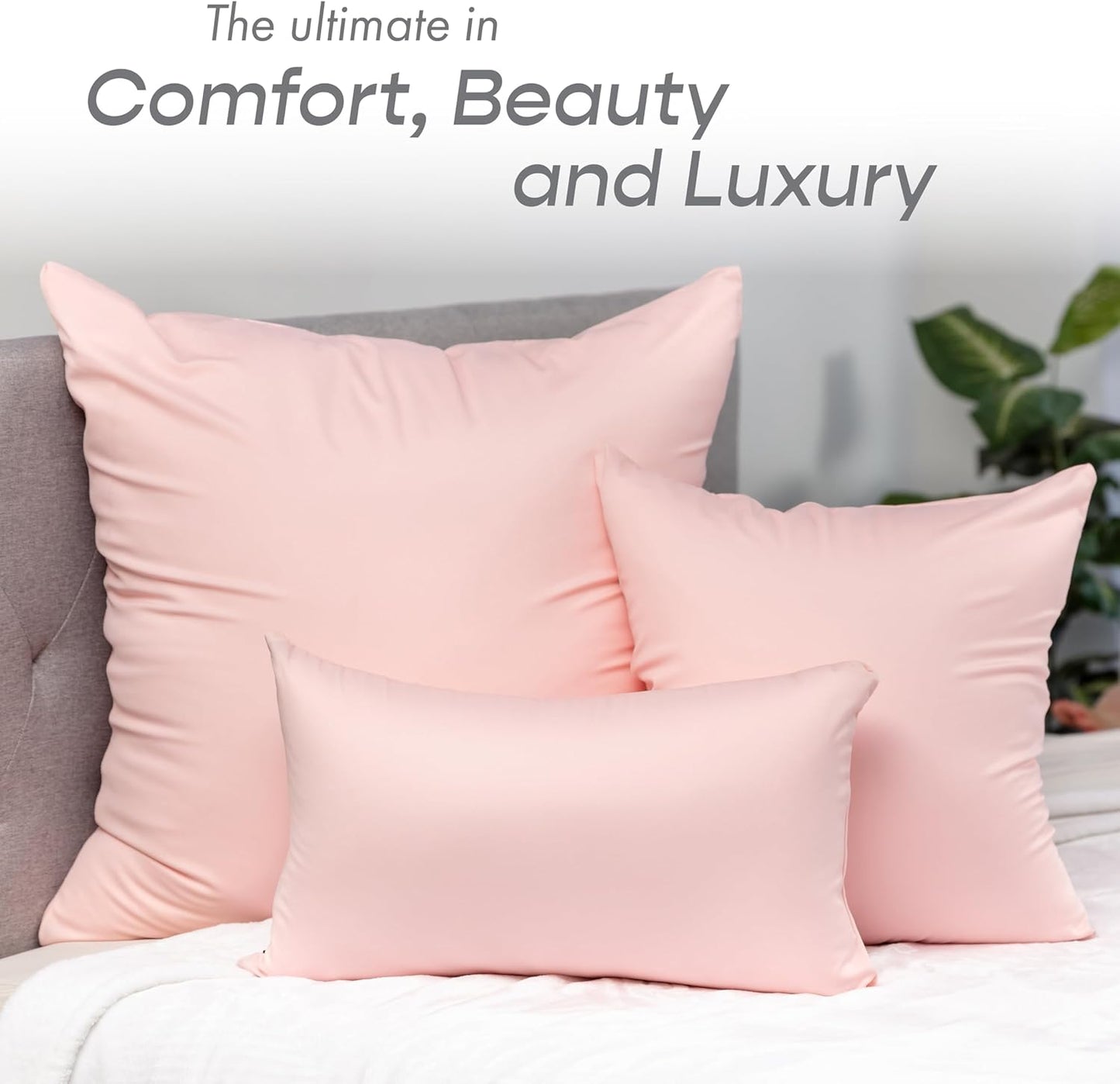 PILLOWY 12" x 20" Throw Pillow - Cream Peach: 1 PCS Luxurious Premium Microbead Pillow with 85/15 Nylon/Spandex Fabric. Forever Fluffy, Outstanding Beauty & Support. Silky, Soft & Beyond Comfortable