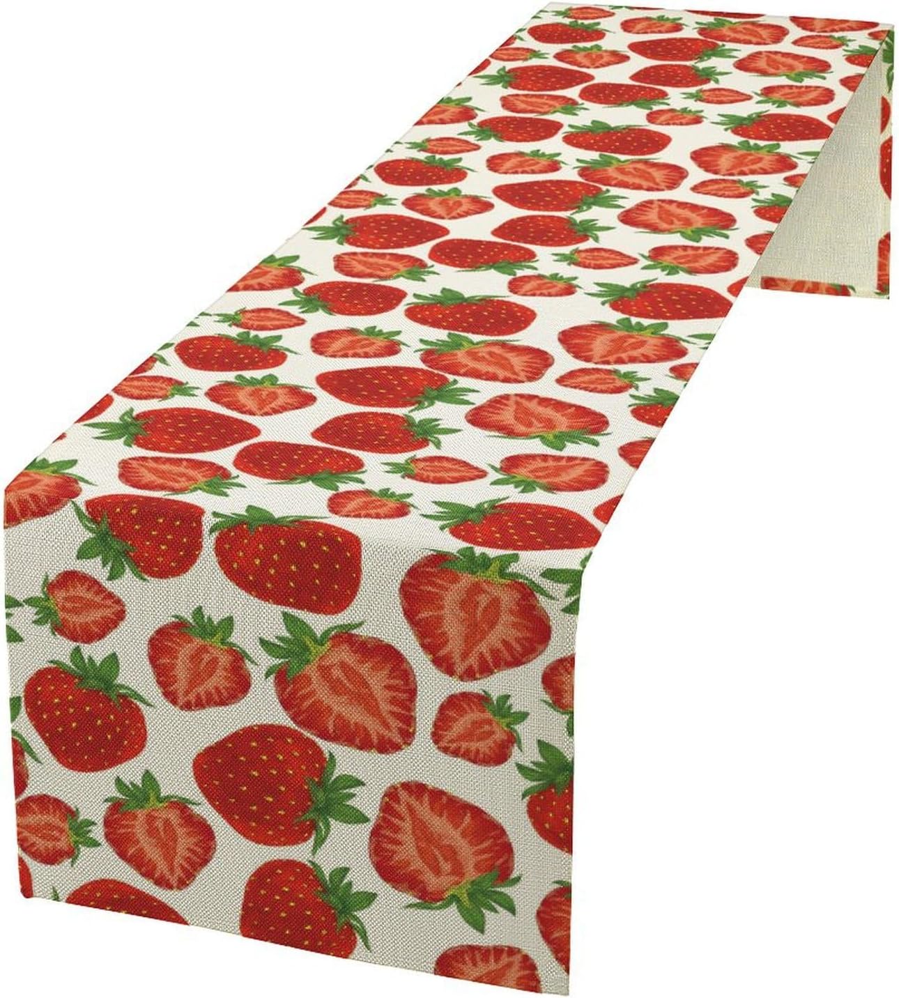 Strawberry Table Runner,Spring Summer Fruit Print Table Runner for Kitchen Dining Table Home Party Decoration 13x108 Inch