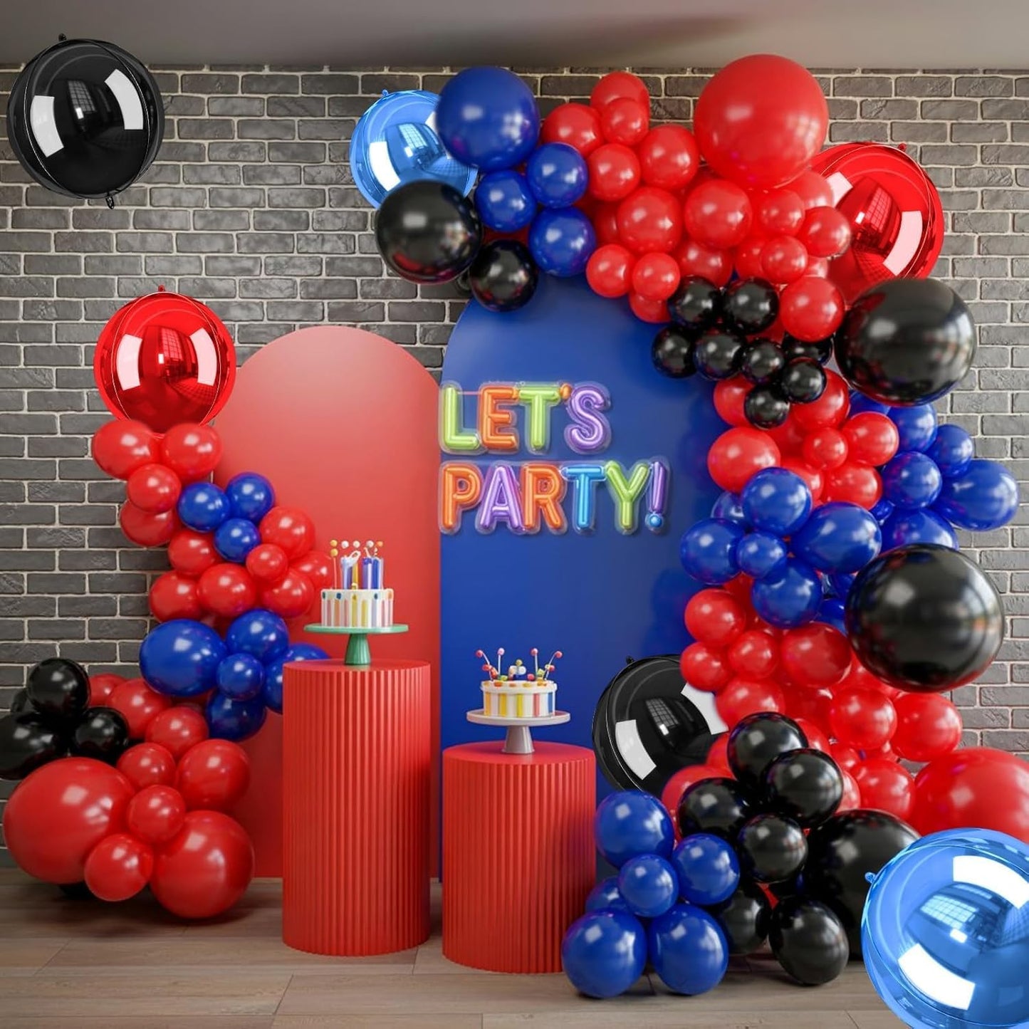 Giant Foil Balloons, 6Pcs Large Metallic Red Round Balloons, 22 Inch Big Round Foil Balloon for Red Birthday Party Baby Shower Wedding Decorations