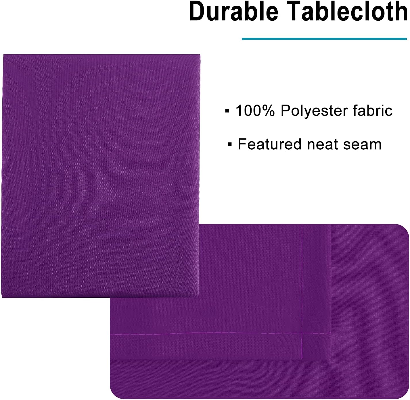 Hiasan Waterproof Tablecloth Rectangle - Washable Fabric Table Cloth for Dining Room Kitchen Birthday Party and Outdoor Use, Royal Purple, 70 x 90 Inch