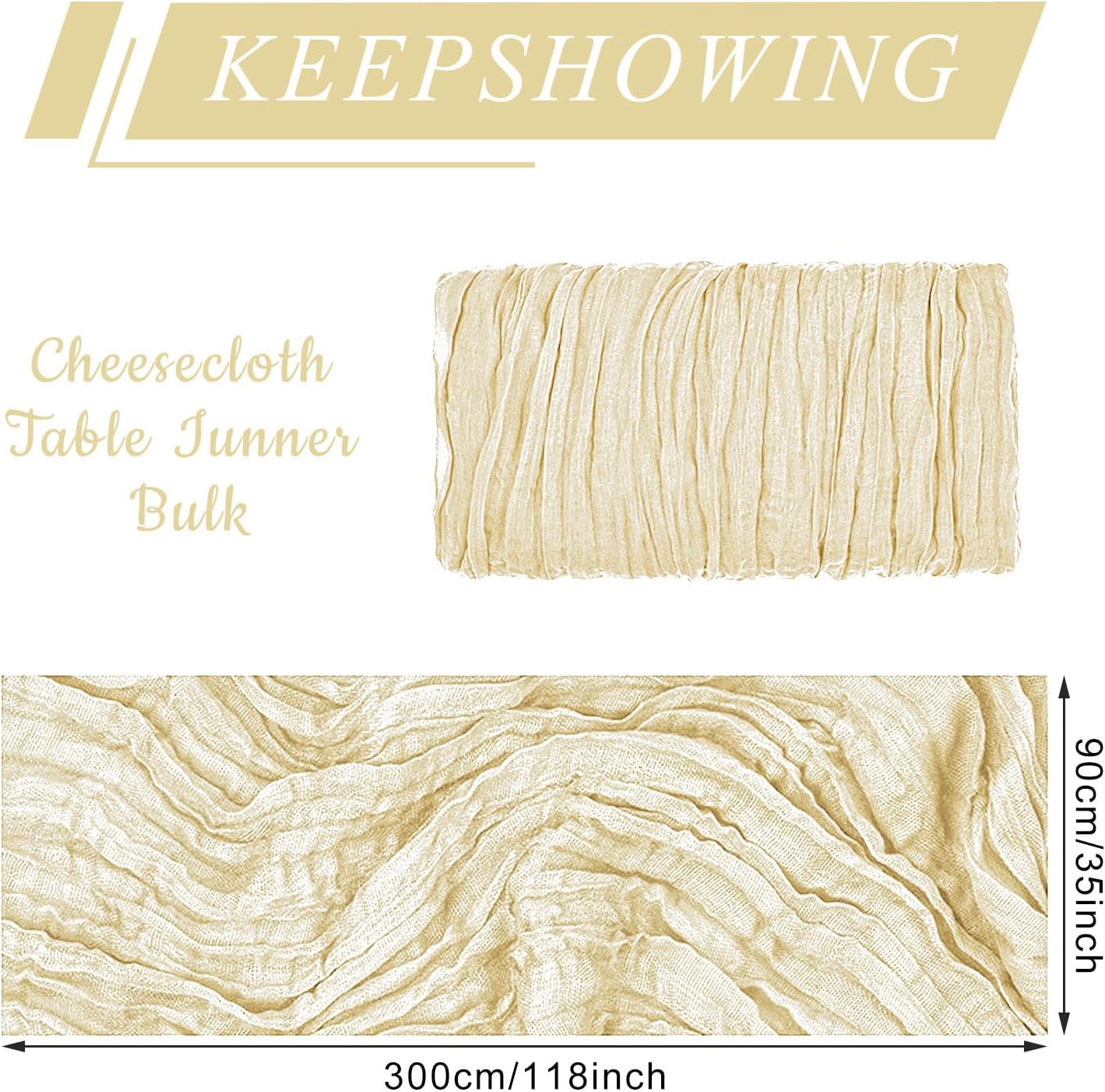 1 Pack Cheesecloth Table Runner 10Ft Christmas Gauze Boho Table Runners for Wedding Decor Bridal Shower Decorations Baby Shower Party(35" x 120")