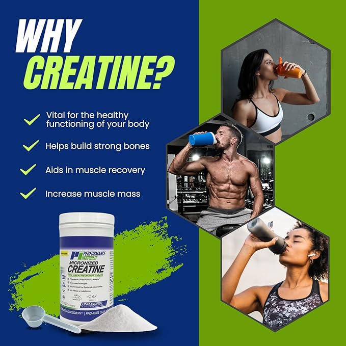 Performance Inspired Nutrition Micronized Creatine Monohydrate – 100% Pure, Unflavored, No Fillers – Supports Muscle Growth & Recovery – 1.1 lb