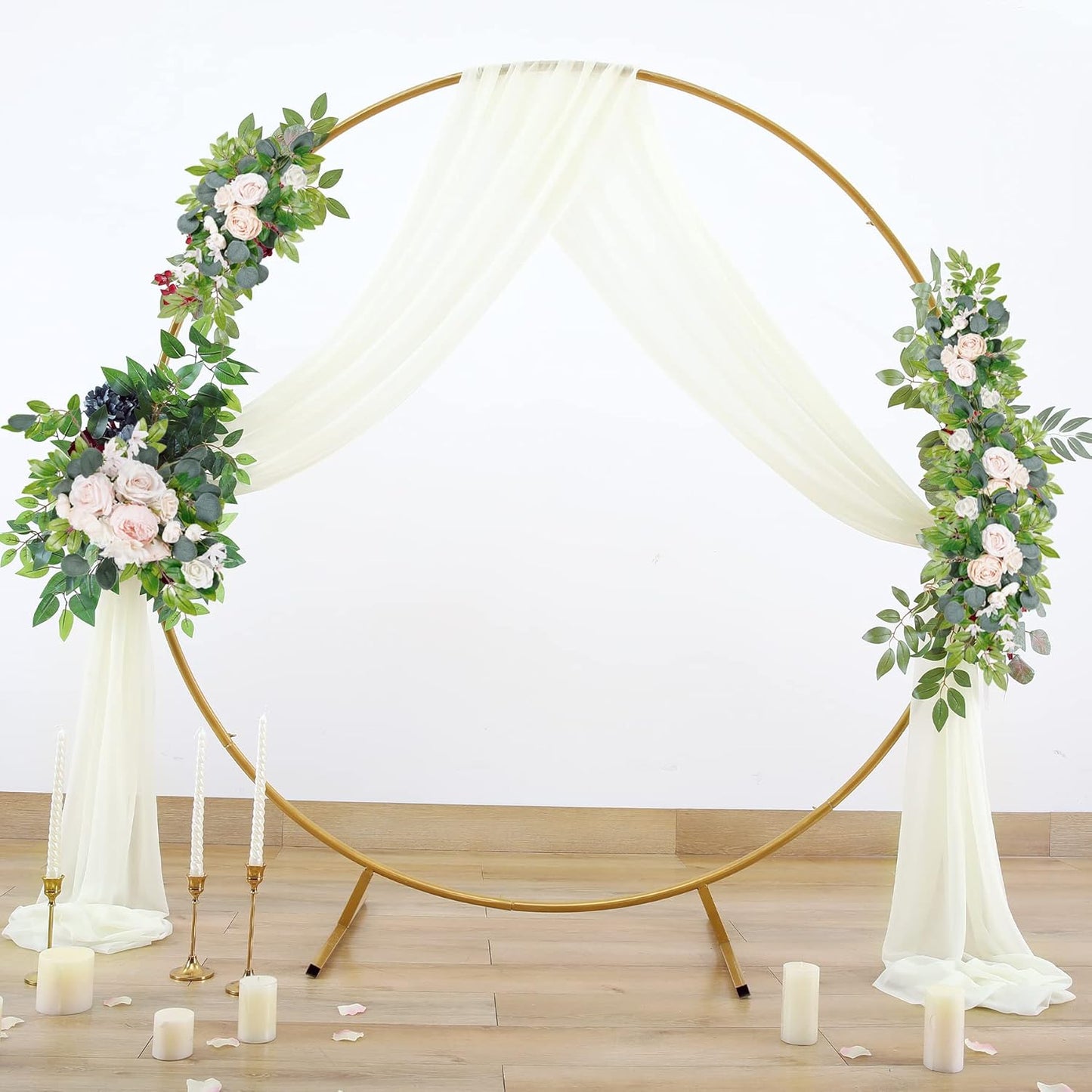 Wedding Arch Draping Fabric Beige Arch Drapes Sheer Backdrop Curtain for Ceremony Photo Wedding Decor 19Ft Length x 28" Width 1 Panel