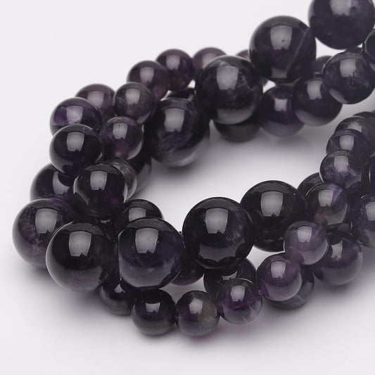 6mm Natural Crystal Beads for Jewelry Making,Amethyst Polished Smooth Round Gemstone Beads for Bracelet Necklace 15 Inch