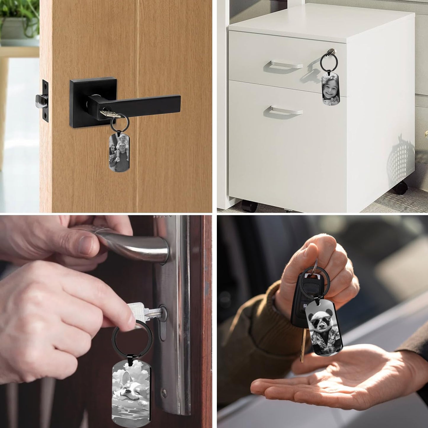 Custom Keychain with Picture, Personalized Keychain with Engraving Photo/Text for Dad, Mom